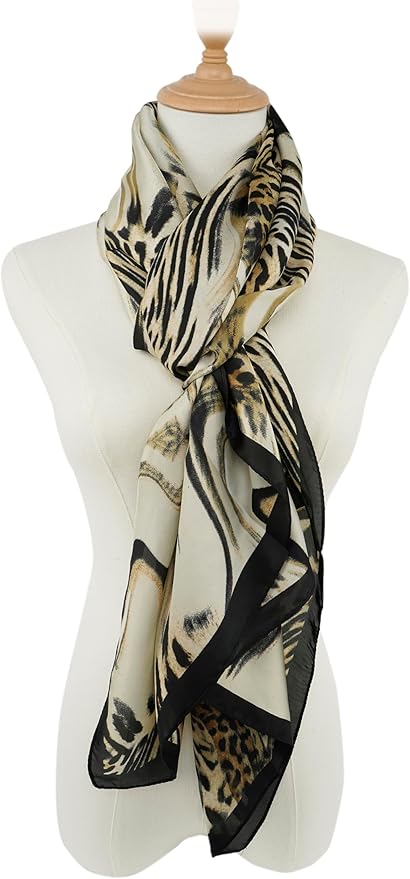 YOUR SMILE Large Mulberry Silk Feeling Long Stain Scarf Lightweight Sunscreen Shawls Wraps for Women