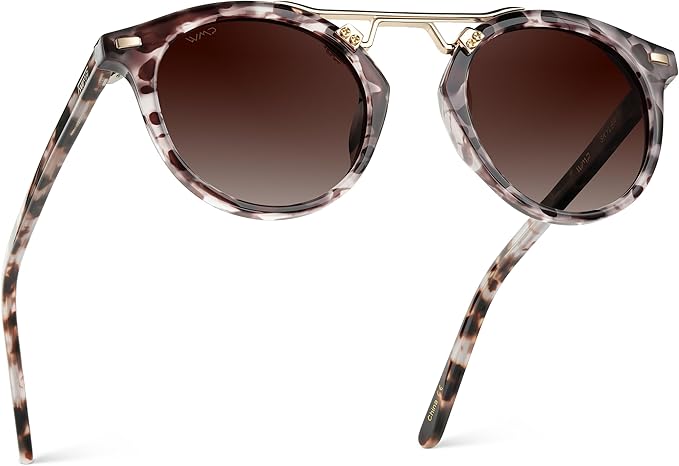 WearMe Pro - Women's Polarized, Round Retro, Double-Bridge Vintage Sunglasses
