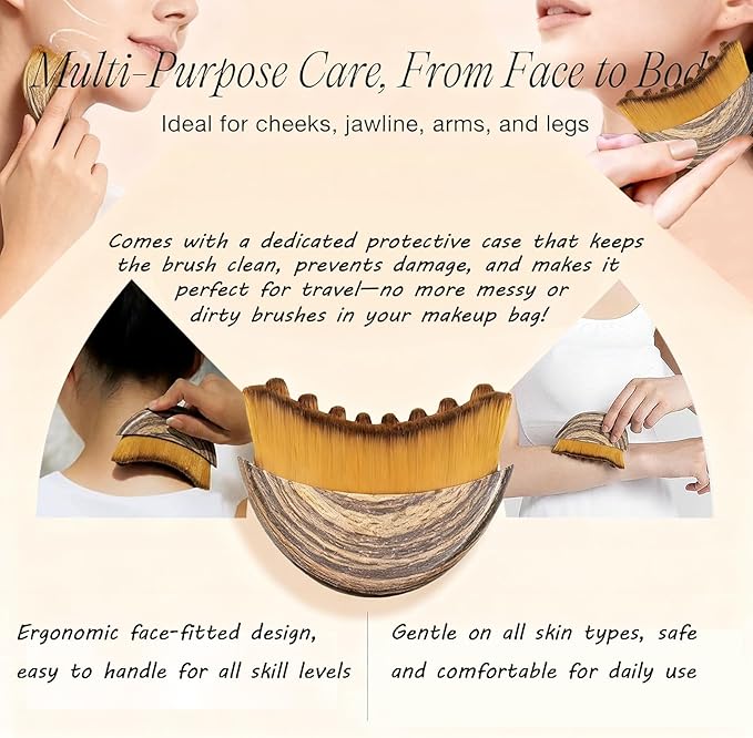 New Lymphatic Contour Face Brush - Dry Brushing Face Massager for Lymphatic Drainage, Chin & Jawline Sculpting - Ergonomic Skin Fit Design to Reduce Puffiness, Relieve Fatigue