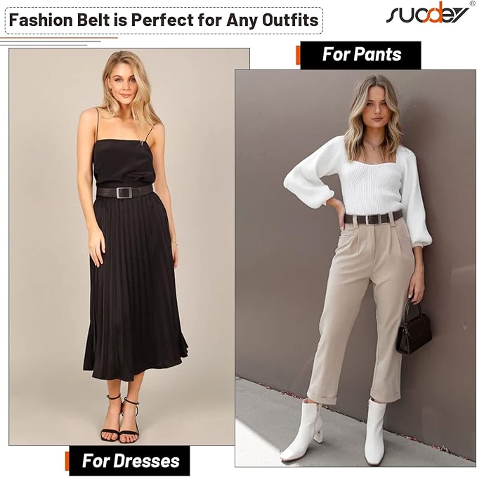 SUOSDEY Fashion Womens Leather Belts,Wide Waist Belt with Pin Buckle for Jeans Pants Dresses,1.5" width