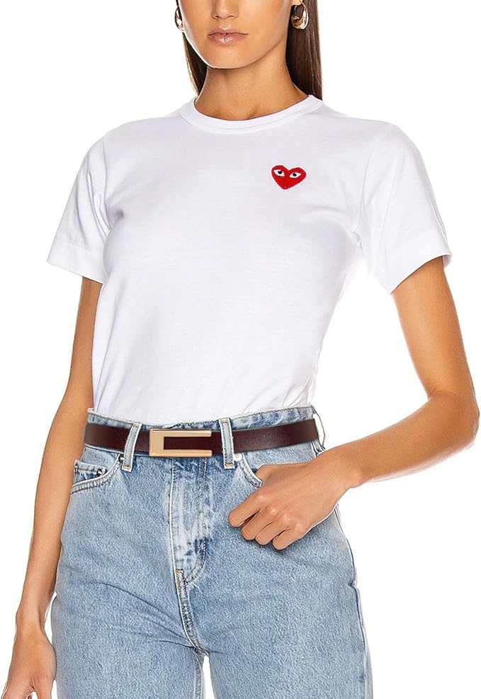 Women's Fashion Classic Metal Buckle Leather Belt with Jeans Dress
