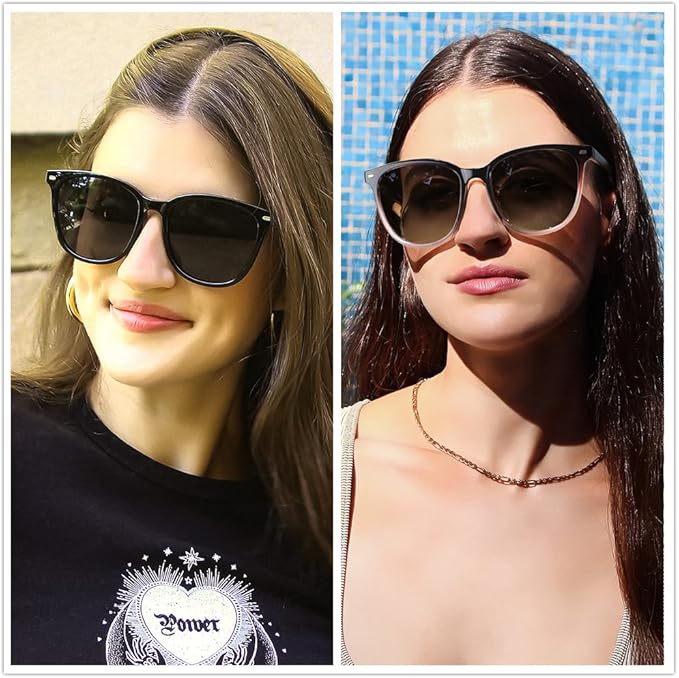 FIMILU 2 Packs Sunglasses for Women Polarized UV400 Protection Lens Big Frame Fashion Glasses Trendy Stylish Shade