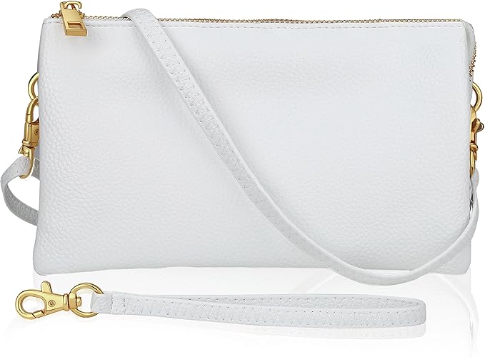 Vegan Leather Wristlet Purse for Women - Small Clutch Purse with Shoulder and Wrist Straps