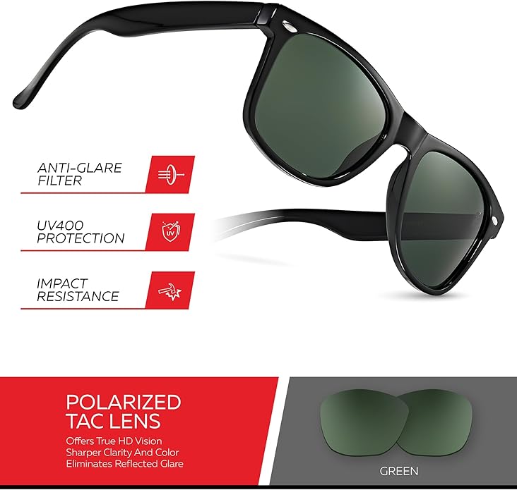Retro Rewind Polarized Sunglasses for Men and Women - UV Protection Classic Sun Glasses