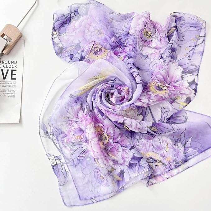 Pokeedioty Scarfs for Women Lightweight Fashion Scarves Elegant Floral Pattern Sheer Scarfs Sunscreen Shawls Wraps