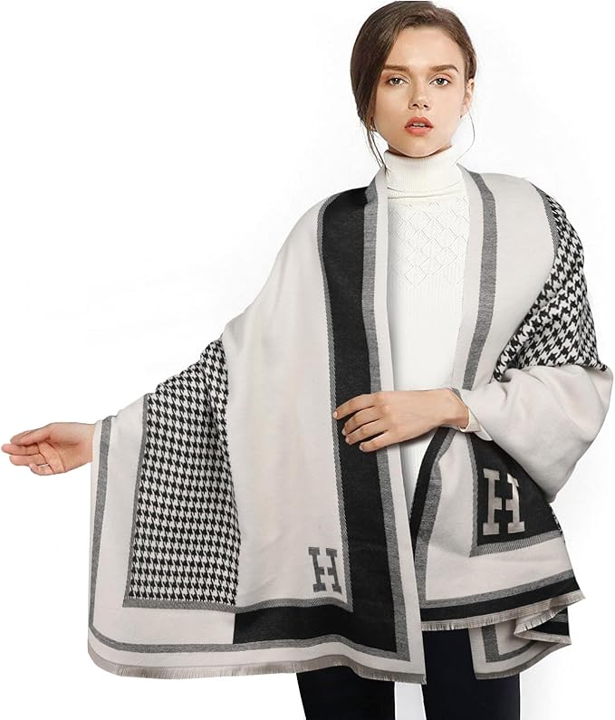 EXTREE Scarfs for Women Pashmina Silky Shawl Wrap for Evening Dressing Blanket Open Front Poncho Cape