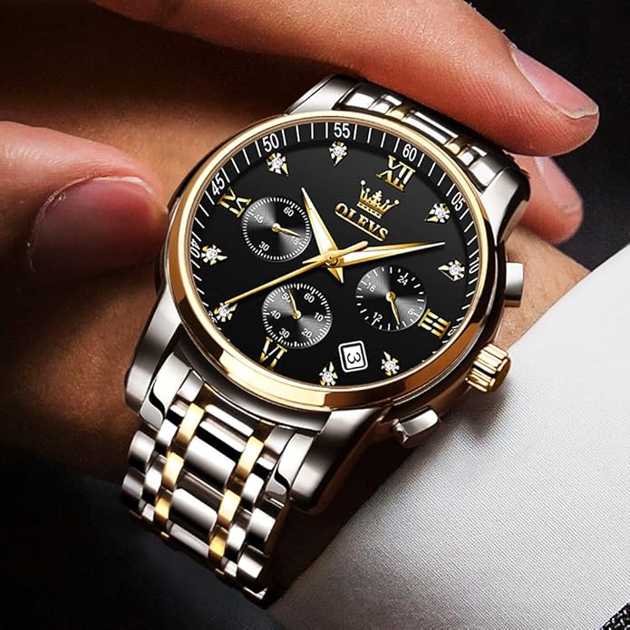 OLEVS Mens Watches Waterproof Stainless Steel Adjustable Bracelet Watch Quartz Analog Watch for Men Fashion Business Classic Mens's Wrist watch's Casual Watches Gold/Blue/Black/White/Face/Dial