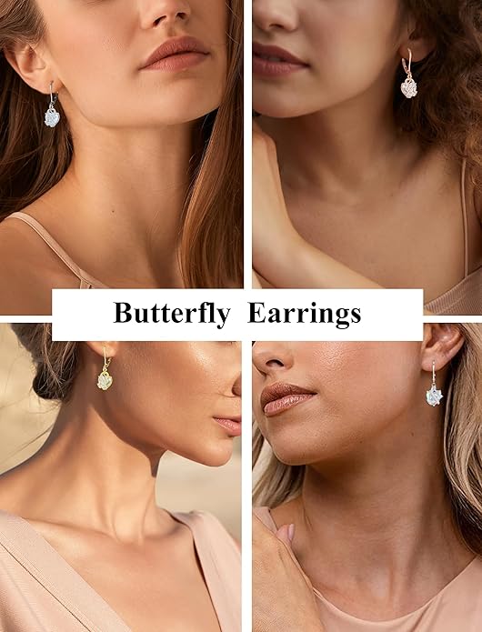 Butterfly Earrings for Women 925 Sterling Silver Heart Earring Birthstone Jewelry