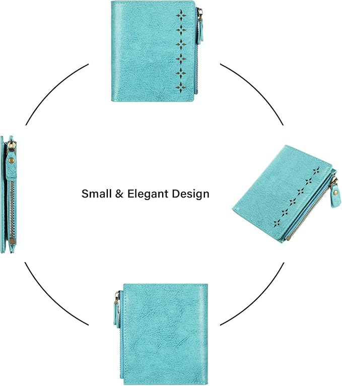 Lavemi Ultra Thin Small Compact Leather Womens Girls Wallets RFID Blocking Credit Card Holder for Women