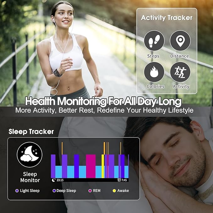 Smart Watch for Men Women, 1.85" TFT-Touch Screen Smartwatch with Call Function, 112 Sport Modes, Fitness Tracker with 24/7 Heart Rate/Sleep Monitor, IP68 Waterproof, Fitness Watch for Android/iOS