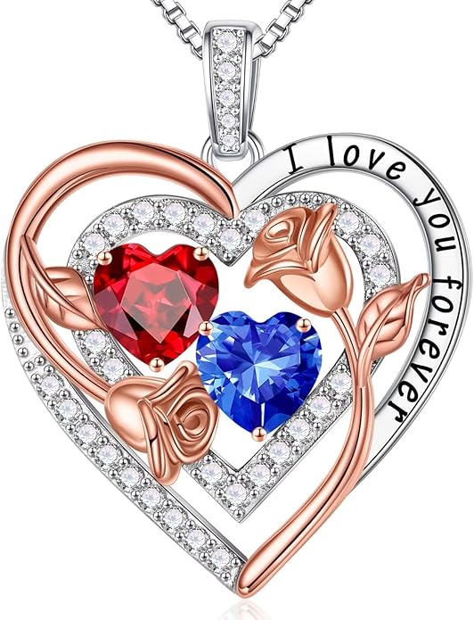Iefil Mothers Day Gifts for Wife - Sterling Silver Birthstone Necklace Birthday Gifts for Her Wife