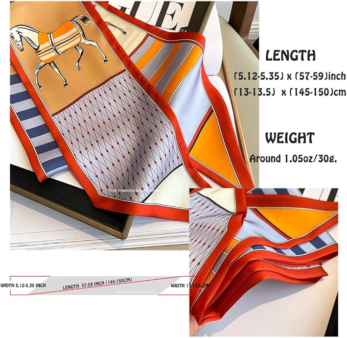 Livrerpi Silk Feeling Head Scarf Fashion Satin Hair Scarf Square Long Scarves for Women Gifts