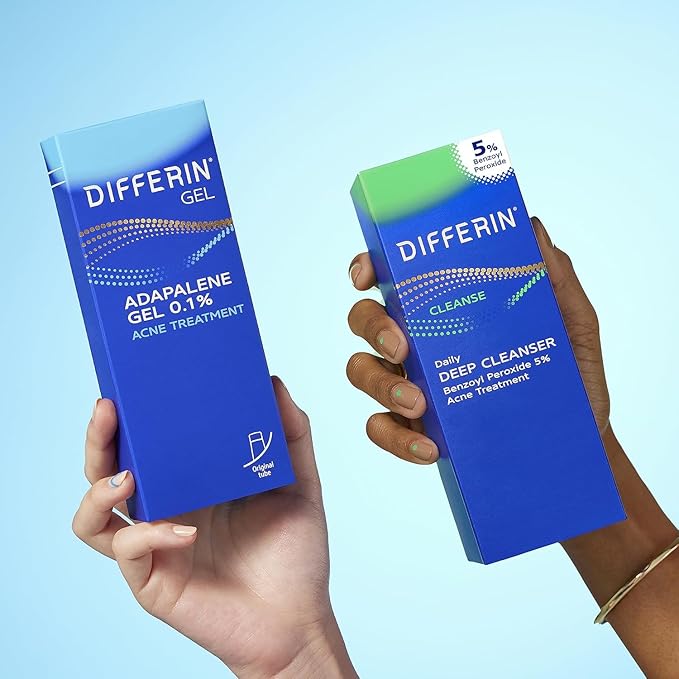 Differin Acne Skin Care Kit, Differin Gel Retinoid Acne Treatment for Face with 0.1% Adapalene & 5% Benzoyl Peroxide Face Wash & Body Wash, Designed for Pimple and Acne Prone Skin (Pack of 10)