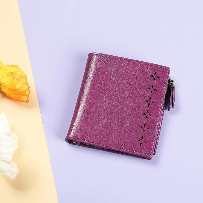 Lavemi Ultra Thin Small Compact Leather Womens Girls Wallets RFID Blocking Credit Card Holder for Women