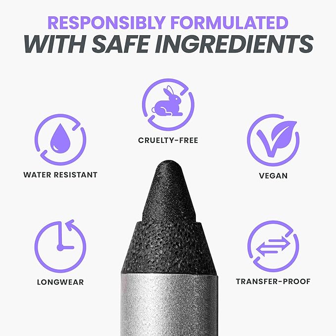 Wonderskin Eyeliner Pencil, 1440 Longwear Black Glitter Eyeliner Pencil - Waterproof, Sharpenable & Smudge Proof