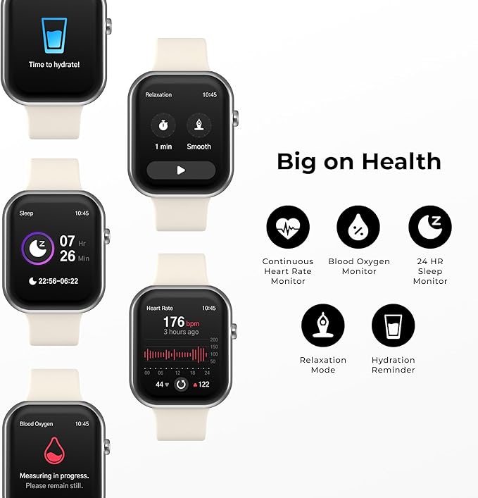 iTouch AIR 5 Smartwatch - 1.85" AMOLED Display, Bluetooth Calling, 100+ Sports Modes, Heart Rate, SpO2, Sleep & Stress Tracking, IP68, 7-Day Battery Life (Silver Case w/Lavander Silicone Band)