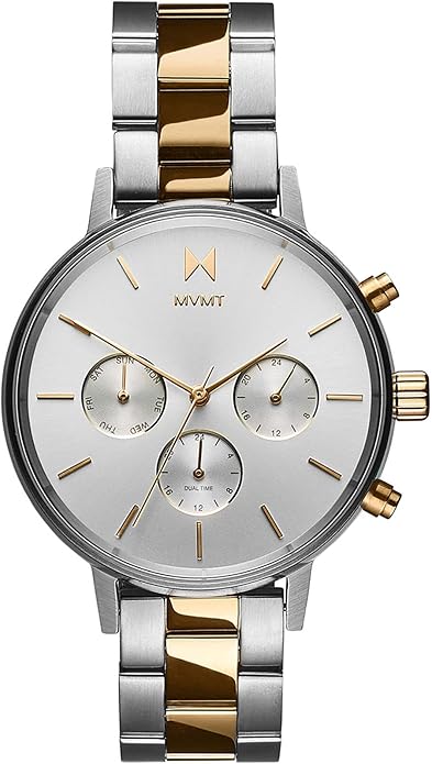 MVMT Nova - Dual Timezone Women’s Wristwatch - Minimalist Dress Watch for Women - 3 ATM/30 Meters Water-Resistant Timepiece - Stainless Steel Analog Women’s Watch with Interchangeable Bands - 38mm