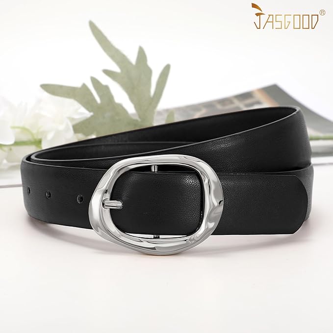 JASGOOD 3 Pack Women Belts for Jeans Pants Ladies Leather Waist Belt Casual Fashion Trend Belt for Women with Gold Buckle