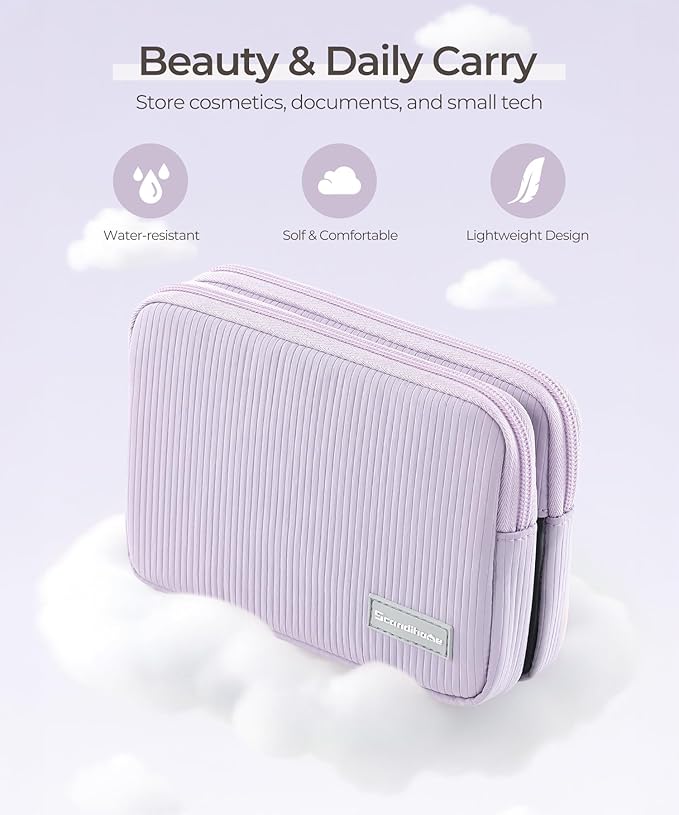 Preppy Makeup Bag, Rectangle Double Detachable Cosmetic Organizer, Clear Side Panel Portable Travel Pouches for In-Flight Essentials, Beauty & Tech Accessories, Gift for Women