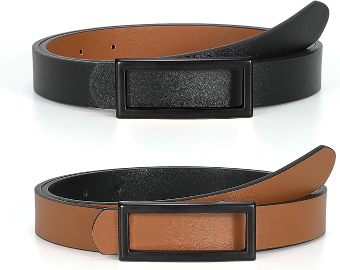 SUOSDEY Women Reversible Leather Belts for Jeans Pants Dresses Ladies Fashion Belts with Gold Buckle, 0.9" Width