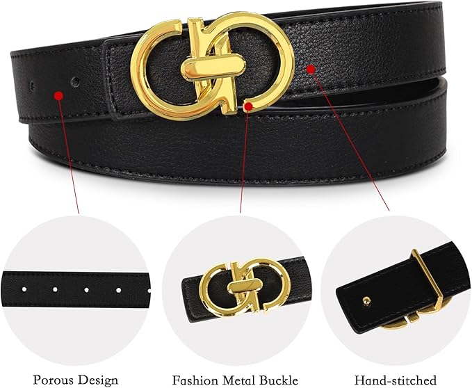 Relang Women's Belts with Gold Buckle, Fashion Waist Band, Elegant Ladies' Belt, Gift for Women