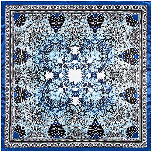 YOUR SMILE Silk Like Scarf Women's Fashion Pattern Large Square Satin Headscarf Headdress