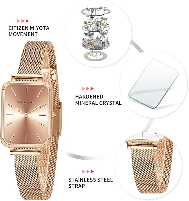HANNAH MARTIN Watches for Women Waterproof Ladies Analog Quartz Wrist Watches Stainless Steel Band Fashion Dainty Female Watch Luxury Bracelet Diamond