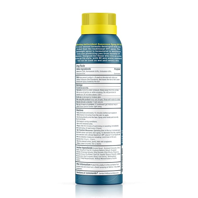 Oars + Alps Sunscreen Spray for Face & Body Spray Sunscreen Infused with Vitamin C & Antioxidants, No White Residue, Water & Sweat Resistant, All Skin Types, Lightweight, Hydrating, SPF 50, 6 Oz, 1pk