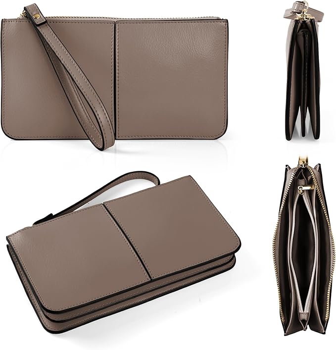 befen Genuine Leather Wristlet Clutch for Women Ultra-Slim Ladies Credit Card Holder Wallet Purses with RFID Protection