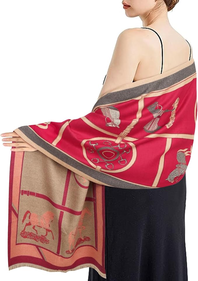 EXTREE Scarfs for Women Pashmina Silky Shawl Wrap for Evening Dressing Blanket Open Front Poncho Cape