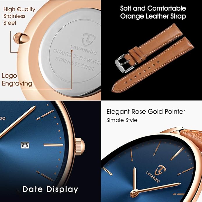 BEN NEVIS Watch, Mens Watch, Minimalist Fashion Simple Wrist Watch Analog Date with Leather Strap