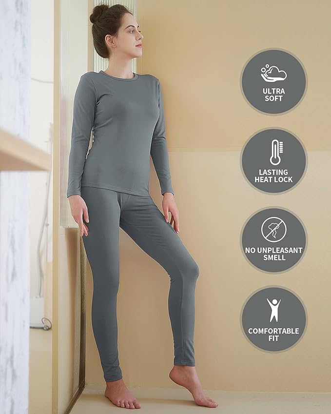 WEERTI Thermal Underwear for Women Long Johns with Fleece Lined Base Layer Women Cold Weather Top Bottom
