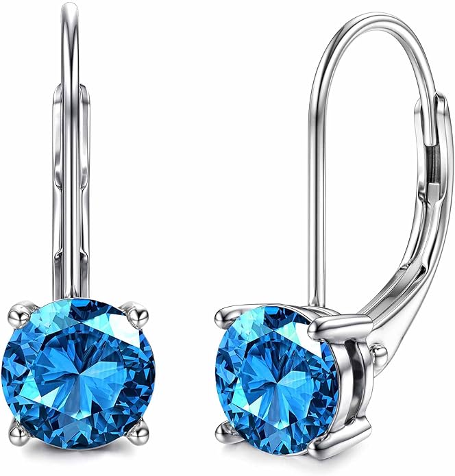 Moissanite Earrings,1.0ct-2.0ct D Color Brilliant Round Cut Earring 18K White Gold Plated Sterling Silver Dangle Earrings Moissanite Leverback Drop Earring s