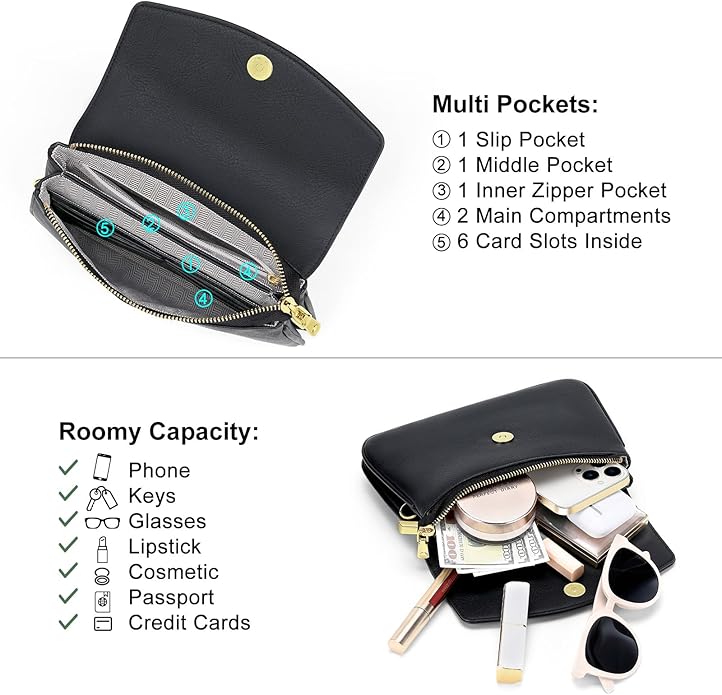 Peacocktion Small Crossbody Bags for Women Travel Wristlet Wallets Trendy Small Vegan Leather Cell Phone Purse Handbag