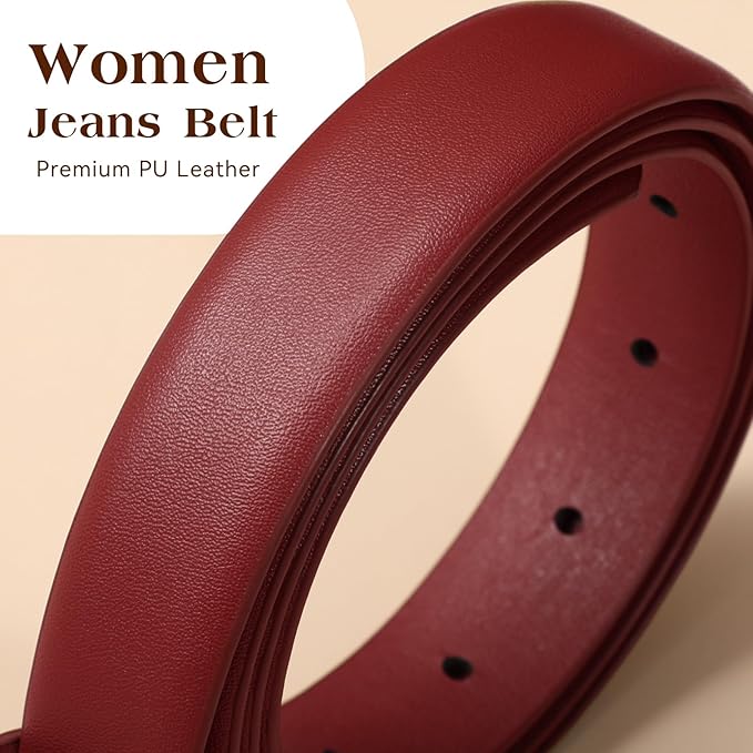 SANSTHS Women Belt for Jeans with Gold Oval Buckle, Thin Belt for Dresses Pants, Adjustable Waist Belt for Daily Fashion