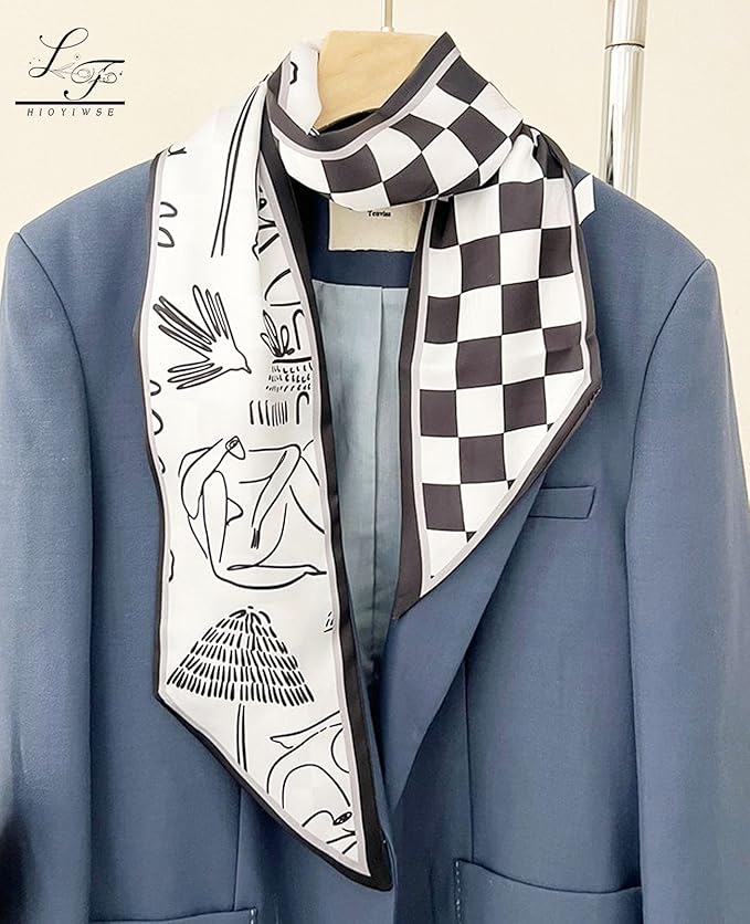 Head Scarf Hair Neck Scarves For Women Purse Bag Scarfs For Handbags Silky Long Thin Satin Headscarf Fashion
