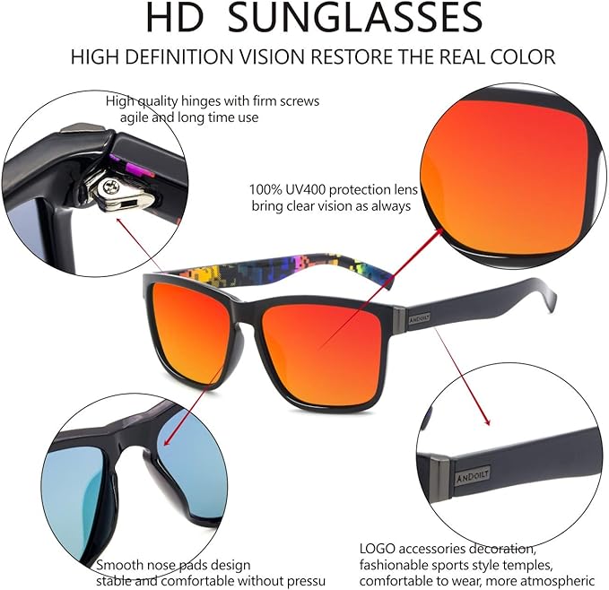 ANDOILT Sport Polarized Square Sunglasses