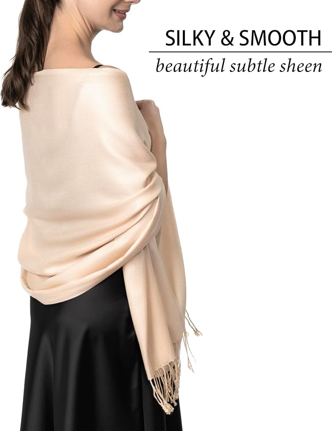 Achillea Soft Silky Pashmina Scarf for Women – Shawl Wrap for Evening Dresses, Bridesmaids, Weddings & Everyday Wear
