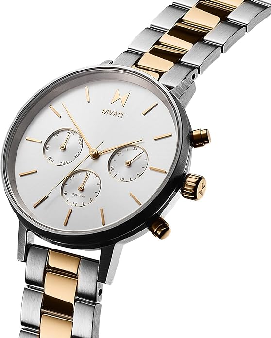 MVMT Nova - Dual Timezone Women’s Wristwatch - Minimalist Dress Watch for Women - 3 ATM/30 Meters Water-Resistant Timepiece - Stainless Steel Analog Women’s Watch with Interchangeable Bands - 38mm