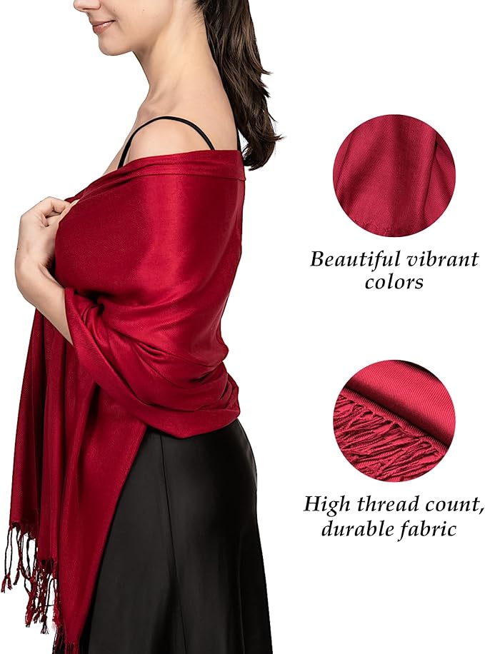 Achillea Soft Silky Pashmina Scarf for Women – Shawl Wrap for Evening Dresses, Bridesmaids, Weddings & Everyday Wear