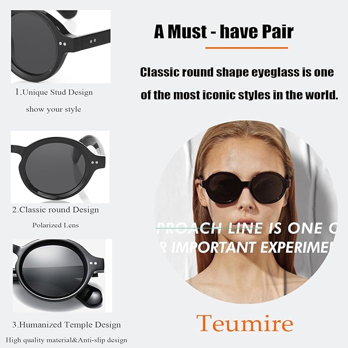 Trendy Round Polarized Sunglasses for Men Women Chunky Hippie Costume Sun Glasses 90s Circle Retro Style
