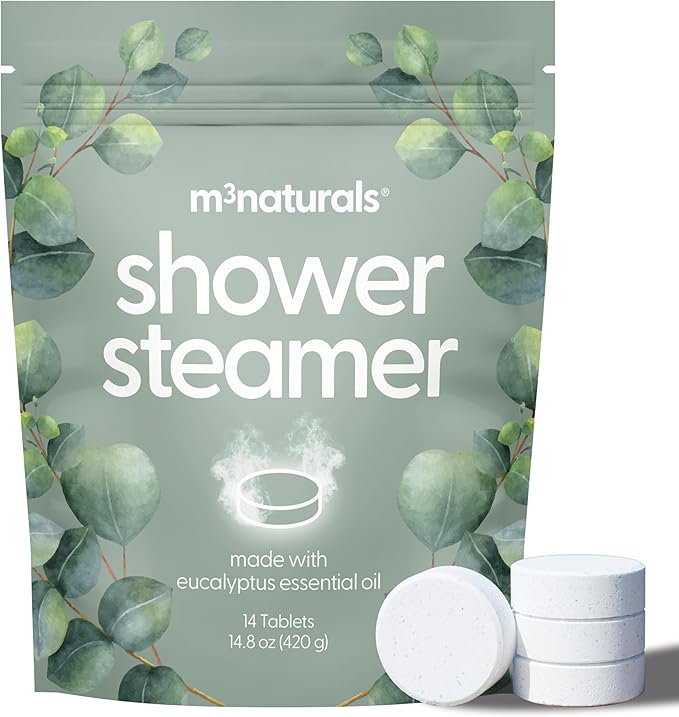 Eucalyptus Aromatherapy Shower Steamers – Supports Sinus Relief, Relaxation, Sleep, and Post-Workout Recovery – 14 Individually Wrapped Essential Oil Tablets by M3 Naturals