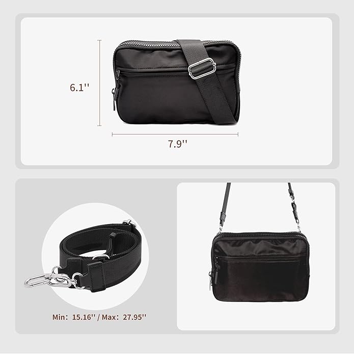 Wristlet Wallets for Women Checkered Nylon Quilted Wallet Travel Crossbody Bags with 4 Zippers Coin Card Phone Holder