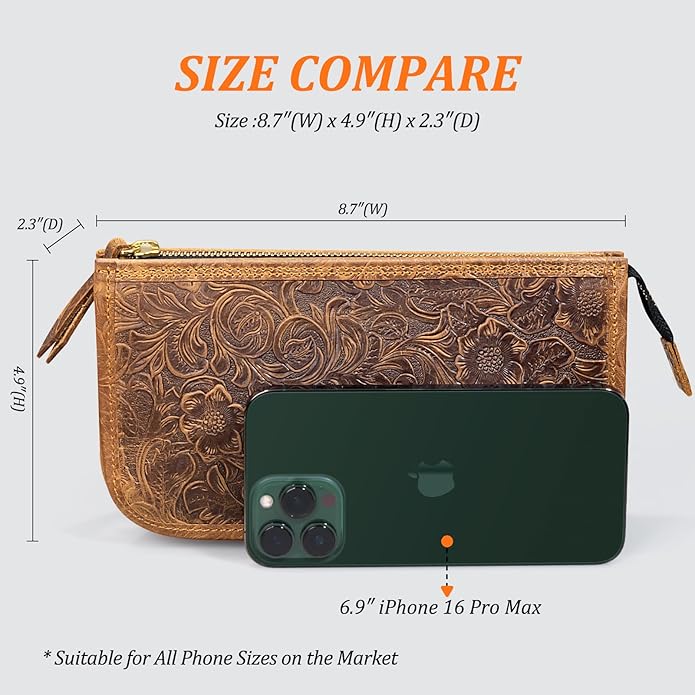 Genuine Leather Wristlet Clutch Bag for Women Handbag Ladies Credit Card Holder Phone Wallet Purses Man