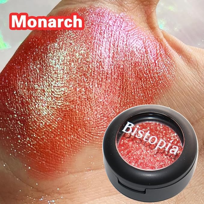 Bistopia Glitter Eyeshadow Collection, 14 Shades, Shimmer Pressed Powder, Metallic and Iridescent Colors (Monarch)
