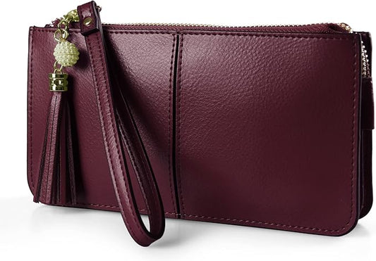 befen Genuine Leather Wristlet Clutch for Women Ultra-Slim Ladies Credit Card Holder Wallet Purses with RFID Protection