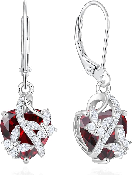 Butterfly Earrings for Women 925 Sterling Silver Heart Earring Birthstone Jewelry