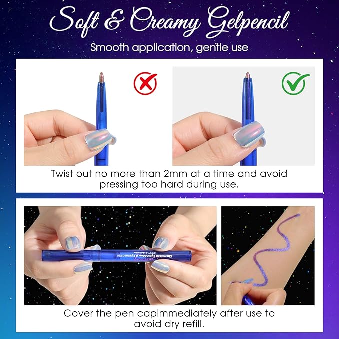 Chameleon Metallic Eyeshadow & Eyeliner Gel Pencil – Multichrome Shifting Colors Glitter Eye Makeup, Waterproof Long-Lasting Smudge-Proof Duochrome Pencil (Periwinkle Blue to Deep Amethyst)