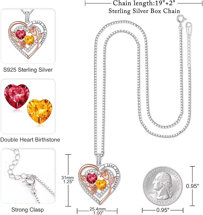 Iefil Mothers Day Gifts for Wife - Sterling Silver Birthstone Necklace Birthday Gifts for Her Wife