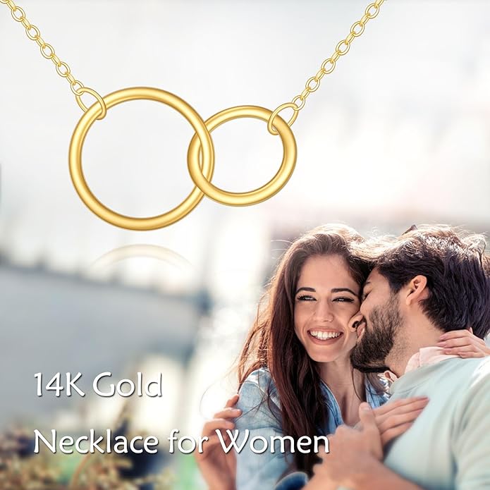 KECHO 14k Gold Simple Circle Necklace Karma Pendant Necklace for Women Jewelry